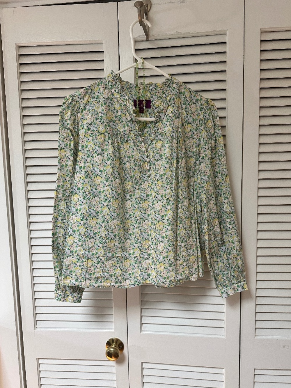 J. Crew Liberty Print 100% Cotton Button Front Popover Blouse